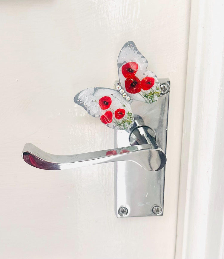 3d Poppy Butterfly Light Switch,glossy, glittery poppy butterflies.Light switch decoration. Poppies, 3d stickers.Unique kitchen decor