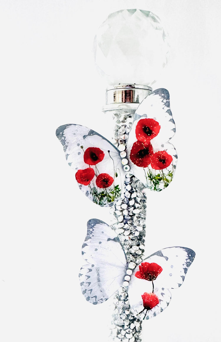 3d Poppy Butterfly Light Switch,glossy, glittery poppy butterflies.Light switch decoration. Poppies, 3d stickers.Unique kitchen decor