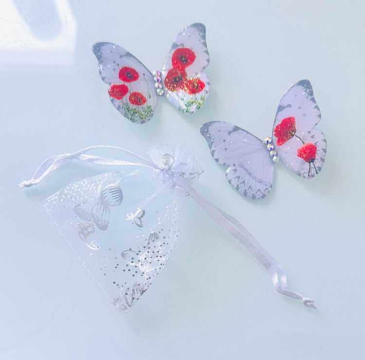 3d Poppy Butterfly Light Switch,glossy, glittery poppy butterflies.Light switch decoration. Poppies, 3d stickers.Unique kitchen decor