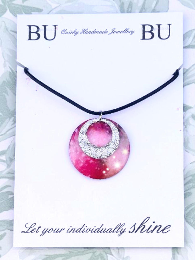 Pink Handmade Polka dot pendant eco friendly