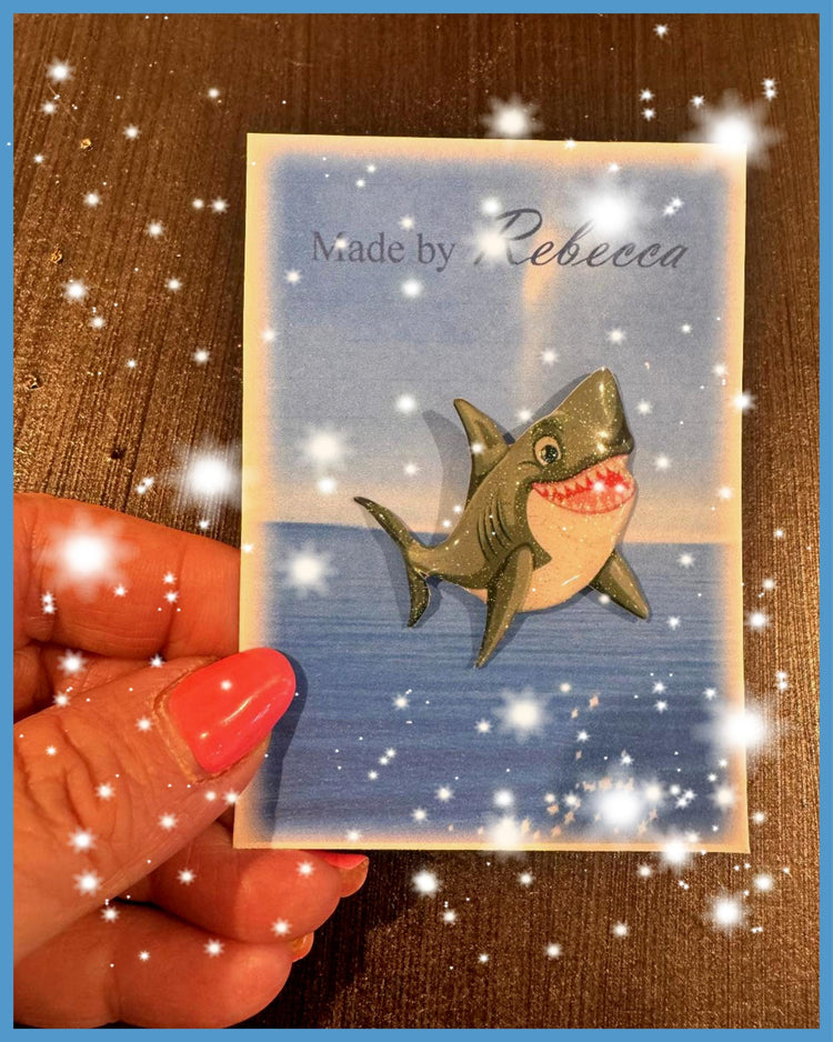 Shark sea creatures recycled handmade pins
