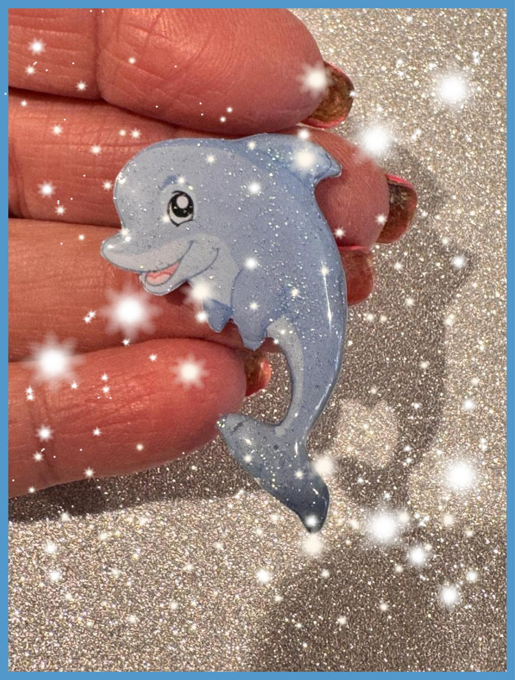 Dolphin tin pin brooch Save the Planet