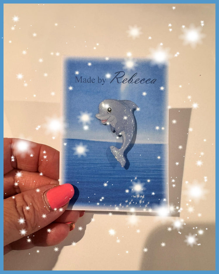 Dolphin recycled handmade tin pin