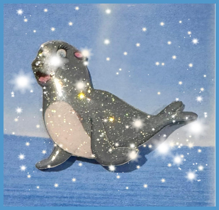 Seal recycled handmade pin