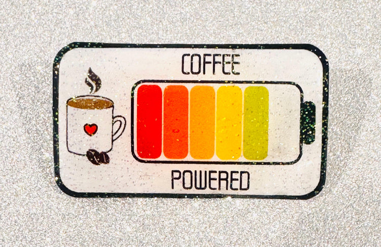 Coffee powered enamel pin