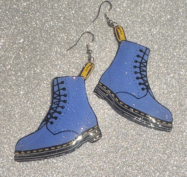 Dr Marten's boot style earrings blue