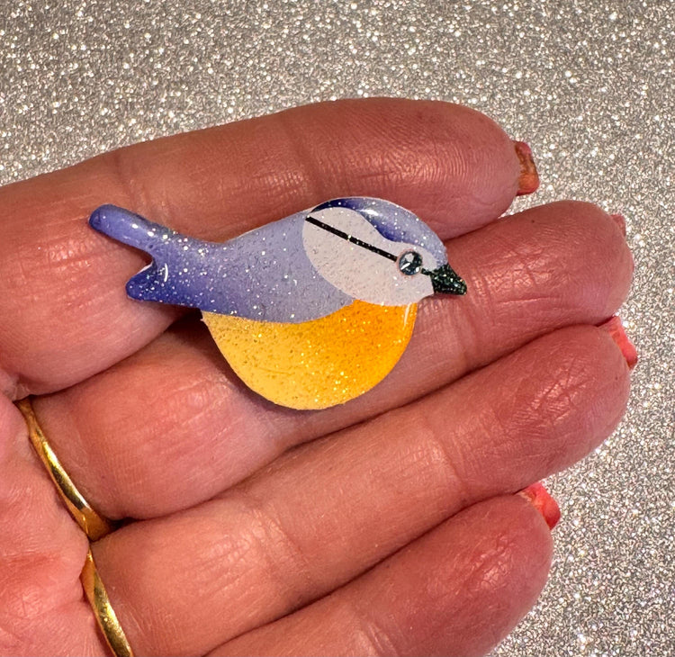 Twitcher gift .Wild life lover Blue tit garden pin