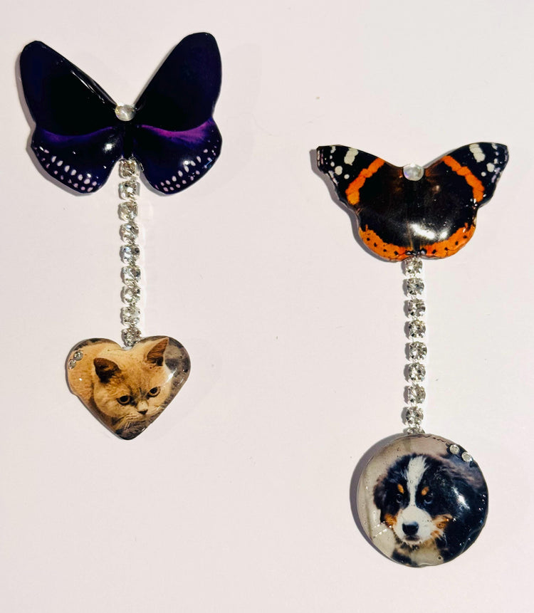 photo pet pretty dangle diamante pins