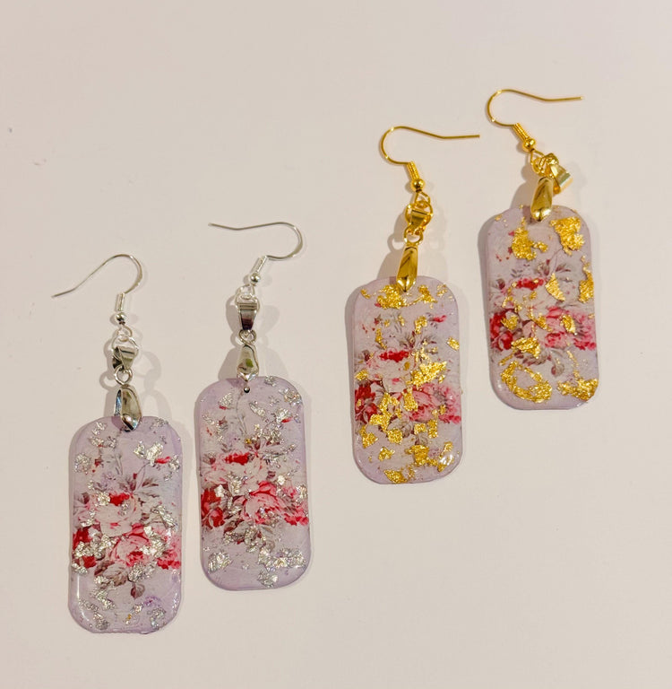 Vintage tin Earrings,Recycled tin can Earrings,Tin anniversary gift,Unique earrings jewellery, hand crafted from a antique tea caddy tin