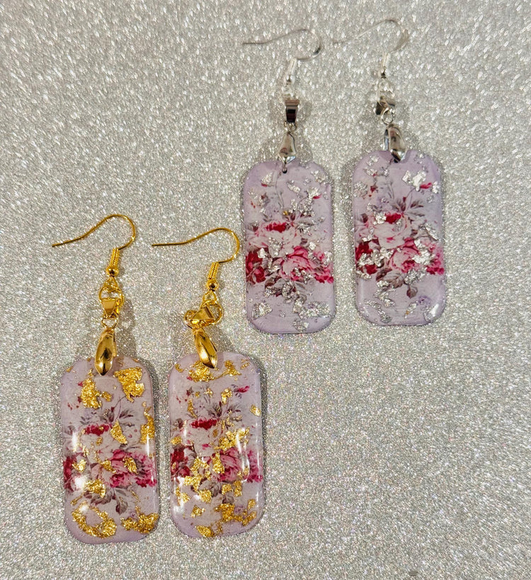 Vintage tin Earrings,Recycled tin can Earrings,Tin anniversary gift,Unique earrings jewellery, hand crafted from a antique tea caddy tin