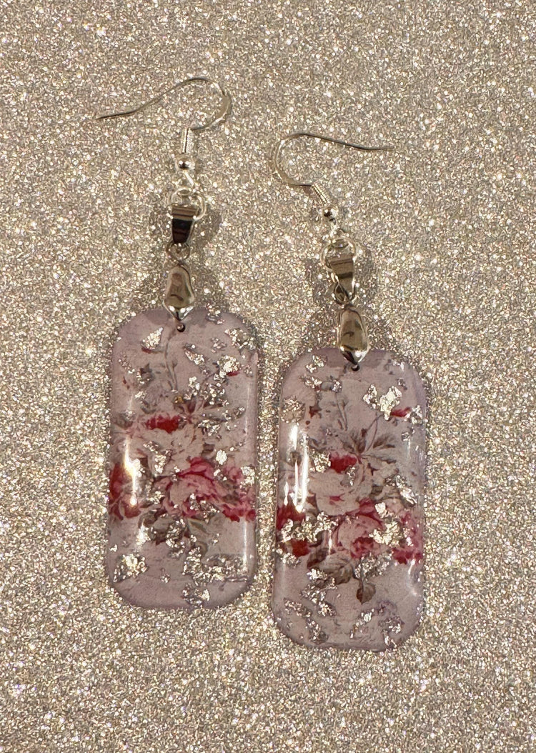 Vintage tin Earrings,Recycled tin can Earrings,Tin anniversary gift,Unique earrings jewellery, hand crafted from a antique tea caddy tin