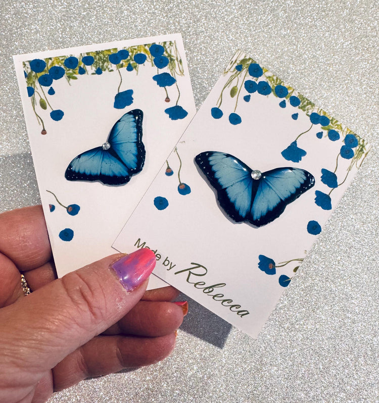 Blue Morpho Butterfly Enamel Pin,Blue Morpho butterfly brooch/lapel.Nature-Inspired Jewellery. Recycled from tin cans.