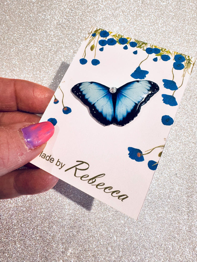 Blue Morpho Butterfly Enamel Pin,Blue Morpho butterfly brooch/lapel.Nature-Inspired Jewellery
