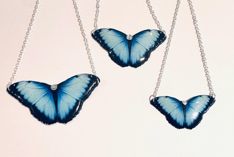 Blue Morpho Butterfly necklace,Beautiful Blue Morpho Butterfly chain,Perfect Gift, Elegant Women's Jewellery