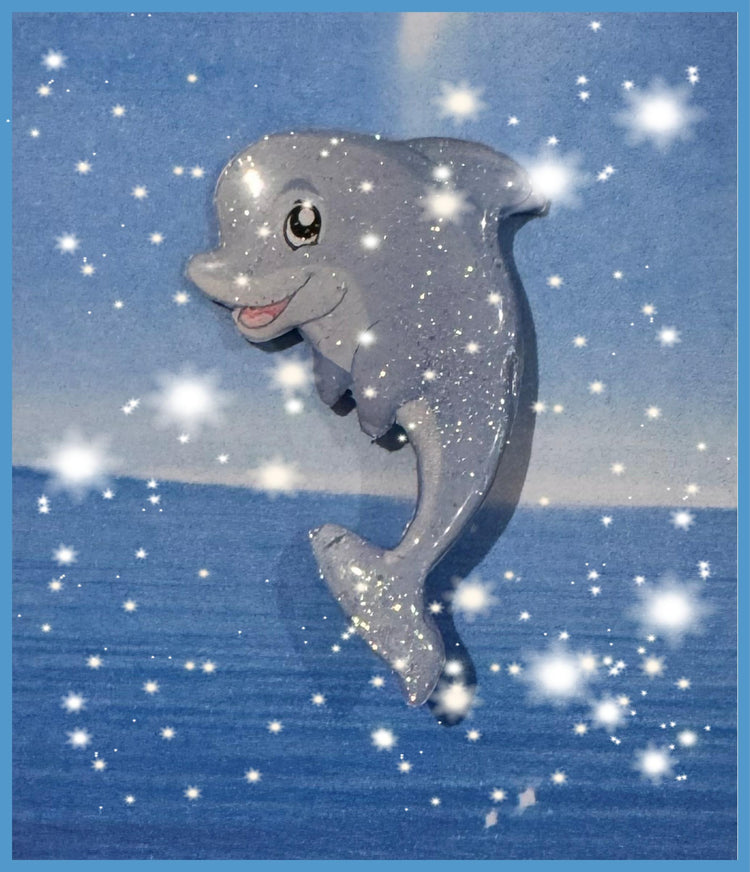Dolphin recycled handmade pin