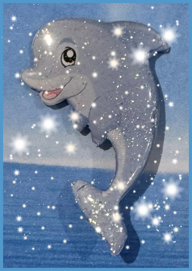 Sparkly Dolphin recycled handmade pin