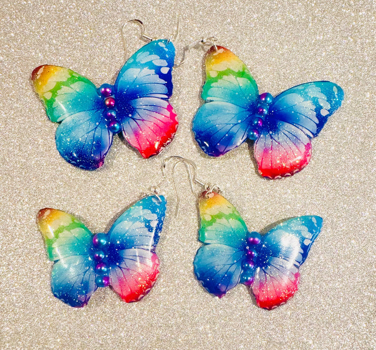 Butterfly drop Earrings. Handmade.
