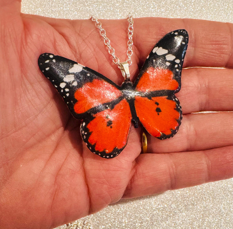 Lesser Wanderer red butterfly necklace