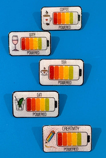 Coffee powered enamel pin lapel badge brooch funny