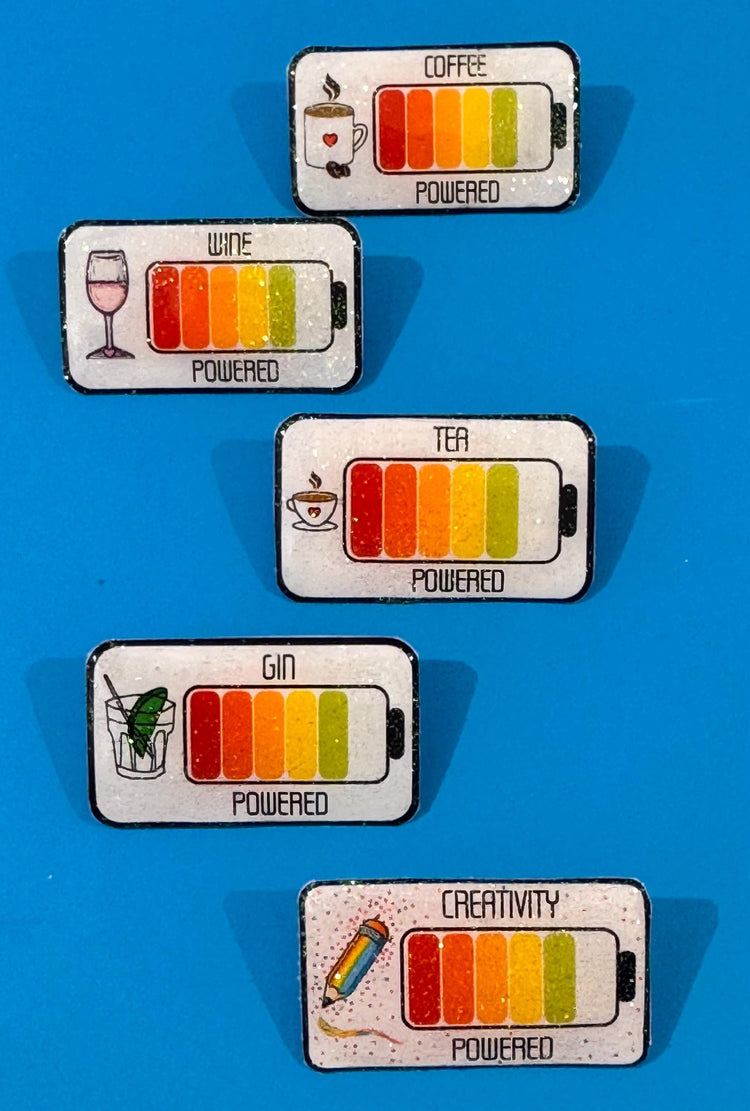 Coffee powered enamel pin lapel badge brooch funny