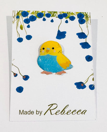 Blue  Budgerigar  enamel pins. Budgie pin, brooch Handmade