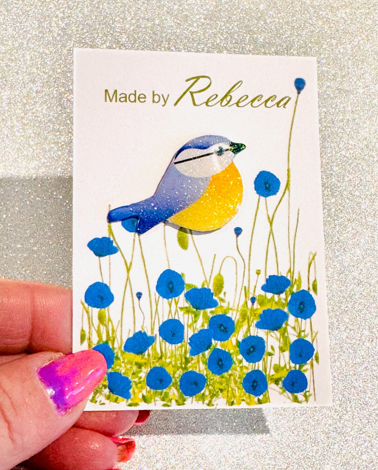 Blue Bluetit enamel pin. Twitcher gift .Wild life