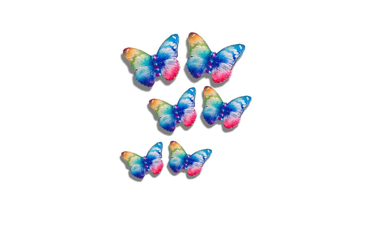 Very pretty, glittery colourful butterfly stud earrings. Blue,pink and purple. Beautiful butterflies from soda cans