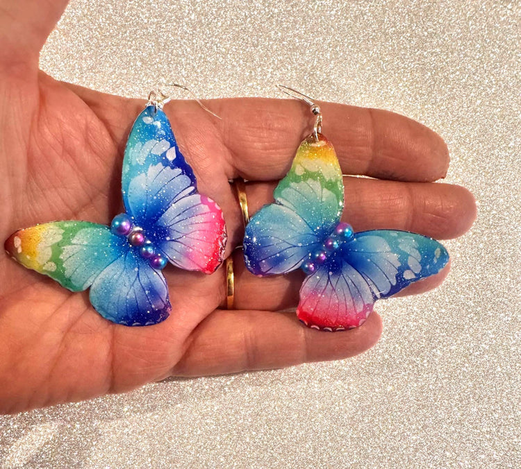 Butterfly drop Earrings. Handmade. Dangle butterfly beautiful earrings