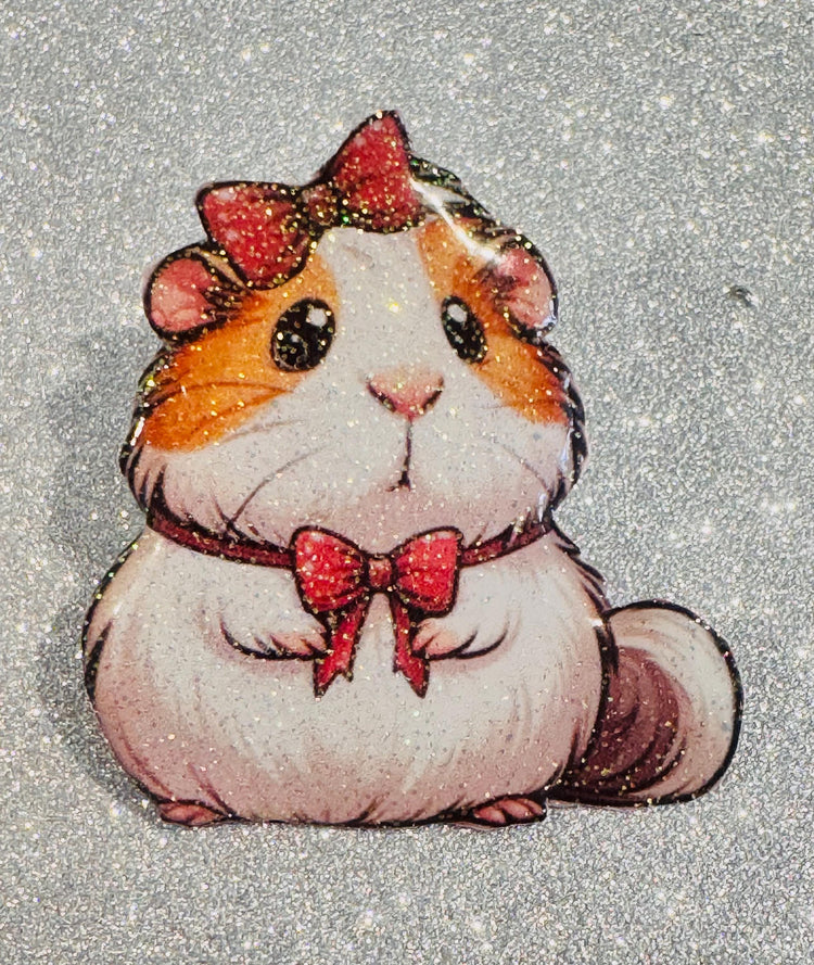 pretty Guinea pig with bow enamel Pin