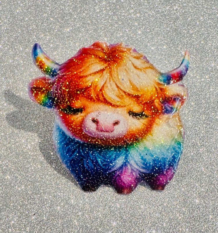 Cute highland cow handmade brooch pin