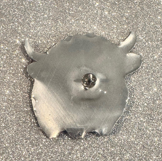 back of highland cow handmade brooch pin