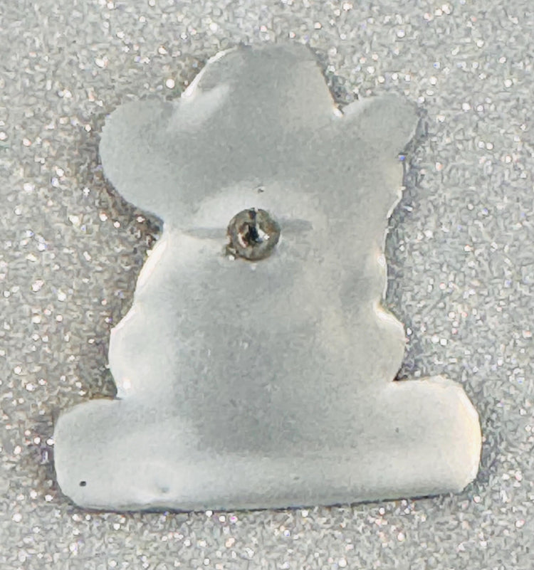 Cute bunny rabbit enamel Pin or magnet. Pretty bunny rabbit with pink flower. Handmade from tin cans, amazingly unique. Pink and grey