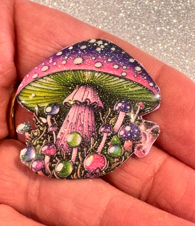 Mystical Toadstool enamel Pin glittery pin