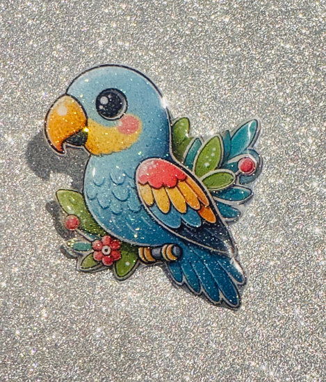 hand drawn Parrot Bird Pin Badge