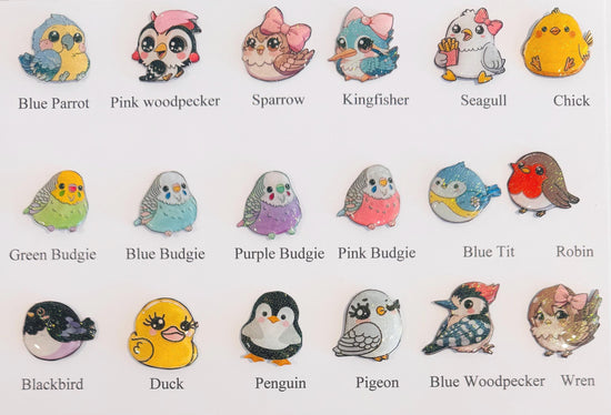 Chunky birds enamel pin, magnet. Chubby Chirps magnets, enamel pins