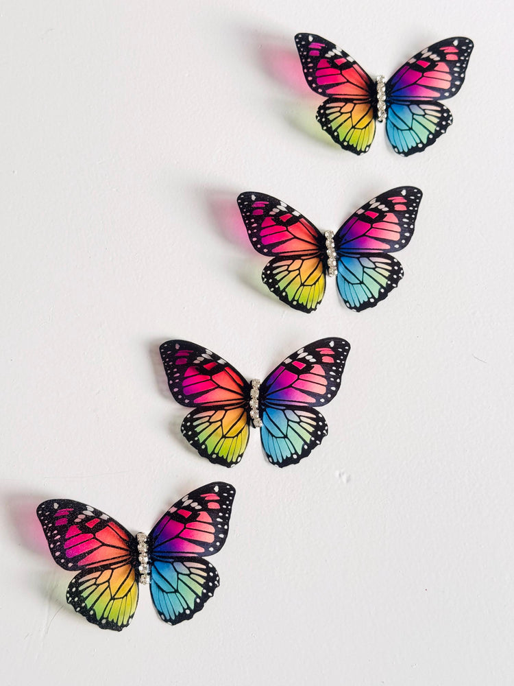 handmade very pretty rainbow coloured bling butterflies with diamantes