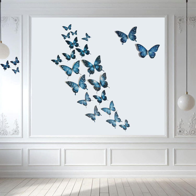 navy blue butterfly display
