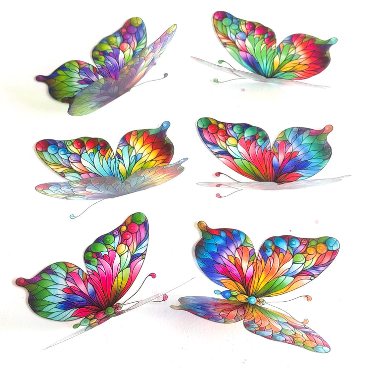 Stained glass butterfly decor. Butterfly stickers. 3d Sun catchers. Unique decor, window decorations,glass look butterflies