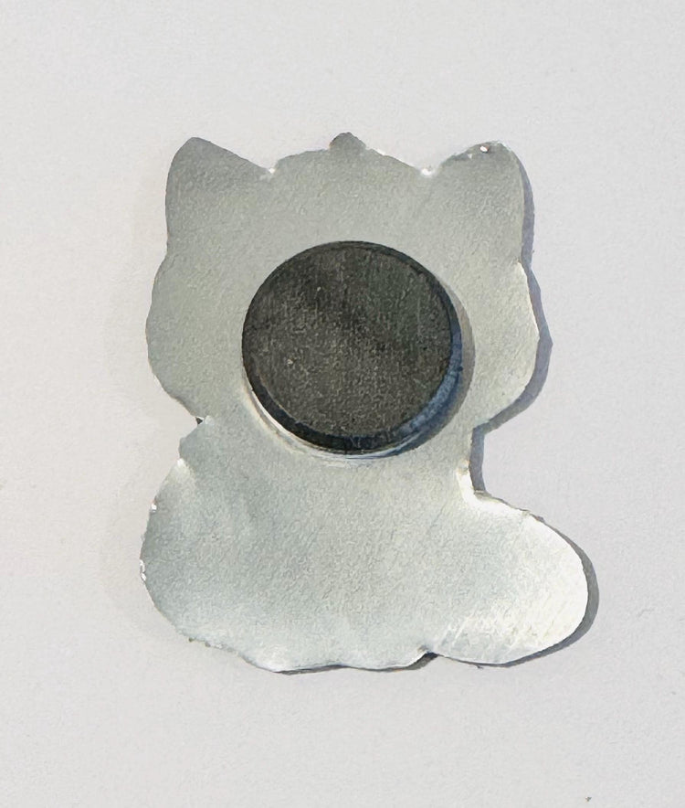 Cute fluffy white cat enamel Pin or magnet. Line Dancing cat. Puss in boots. Fluffy white cat brooch-lapel-badge-magnet. Cowboy cat