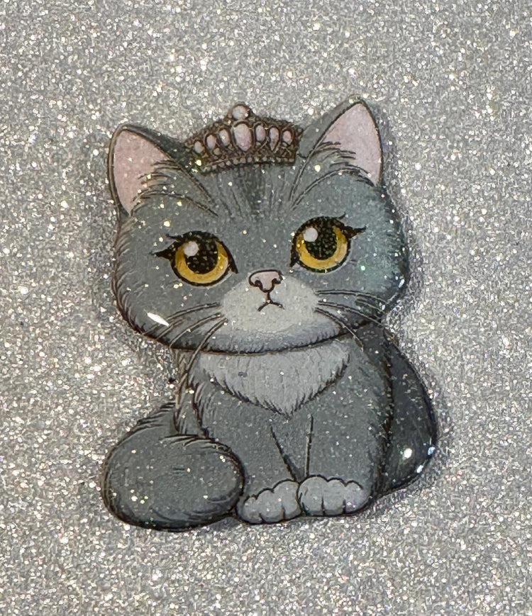 Princess grey cat enamel pin or magnet