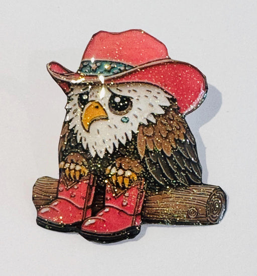 Cute Eagle enamel Pin or magnet. Line dancing cowboy boots