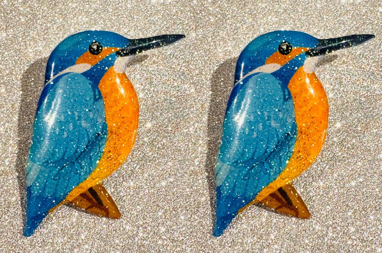 Handmade Kingfisher stud earrings.