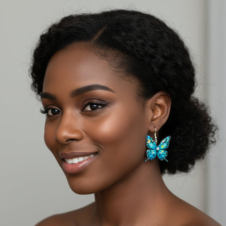 green turquoise butterfly dangle earrings