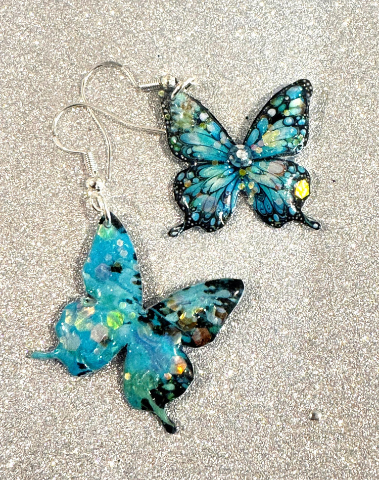 handmade green turquoise butterfly earrings