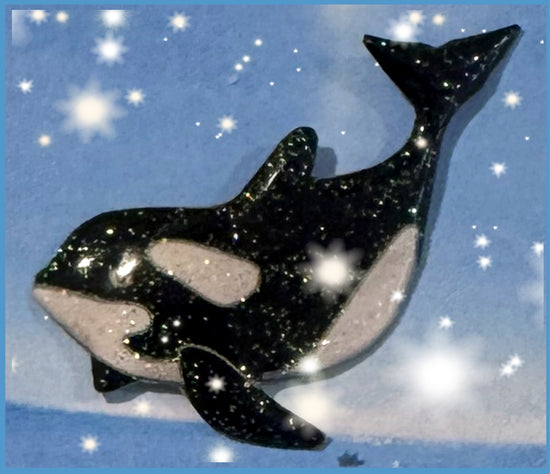 Orca - killer whale handmade recycled pin brooch