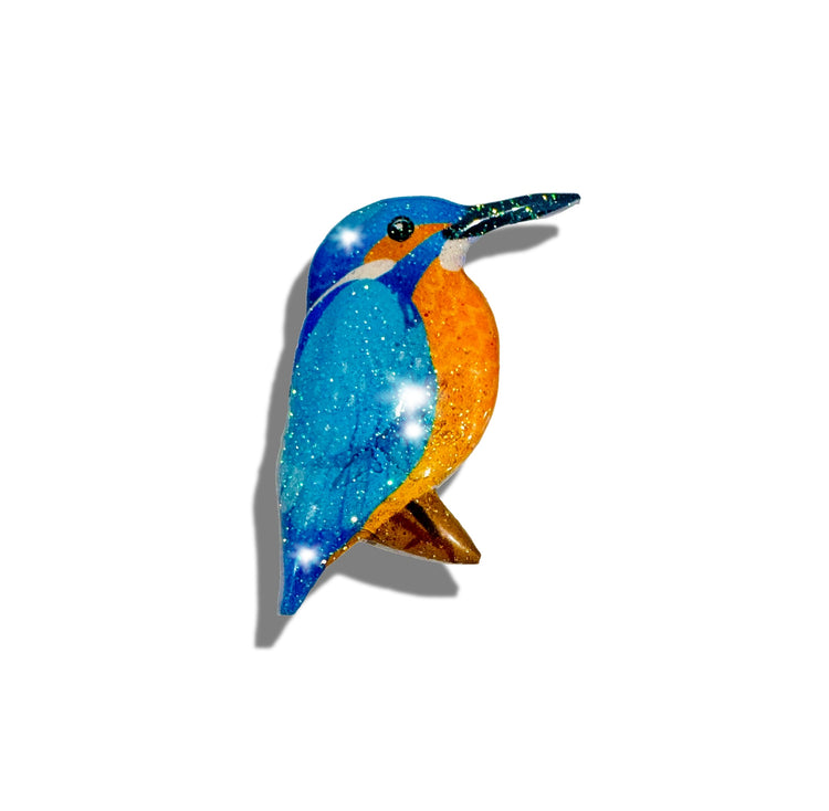 Blue Kingfisher handmade pin