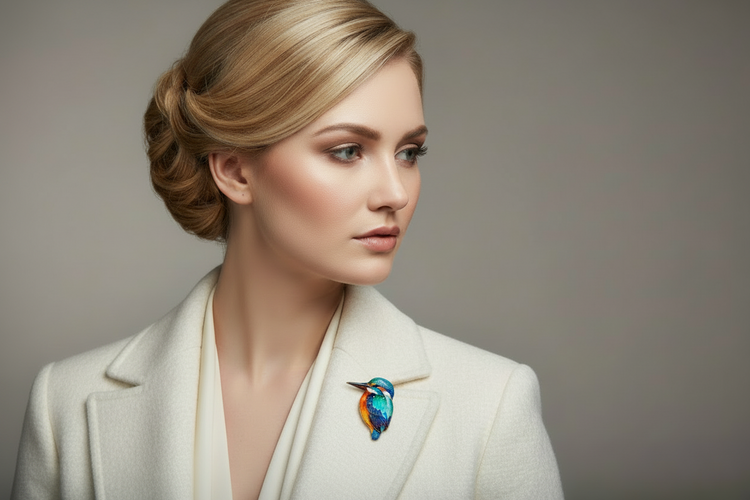 Beautiful Kingfisher enamel pin, handmade