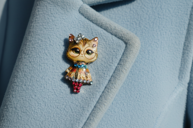 Puss in Boots enamel pin. Cute kitty cat pin with Diamantes . Lapel, brooch, pin