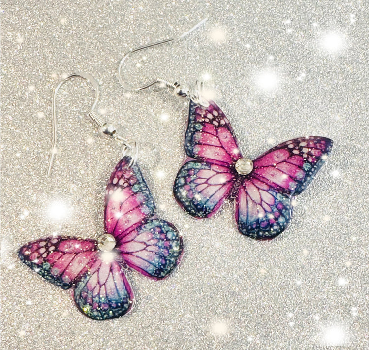 handmade butterfly dangle earrings