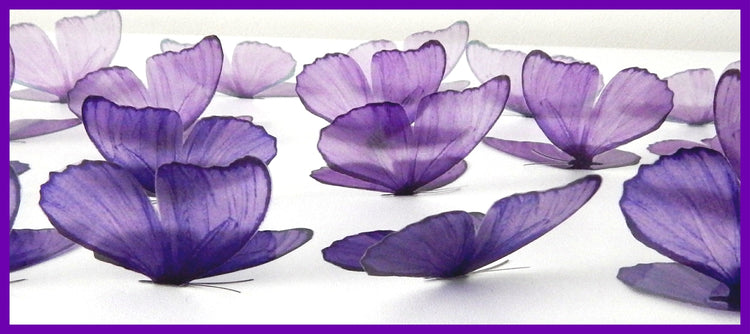 Shades of lilac, 18 3d purple Butterflies.Ombre lilac Embellishments
